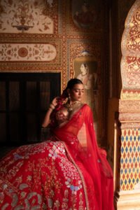 Vermilion Red Silk Lehenga Set - Image 4
