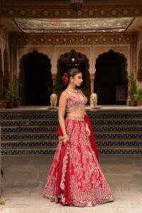deep red lehenga