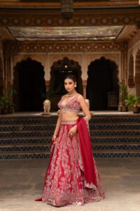 deep red lehenga