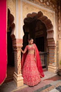 Scarlet Red Lehenga Set - Image 2
