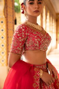 Scarlet Red Lehenga Set - Image 4