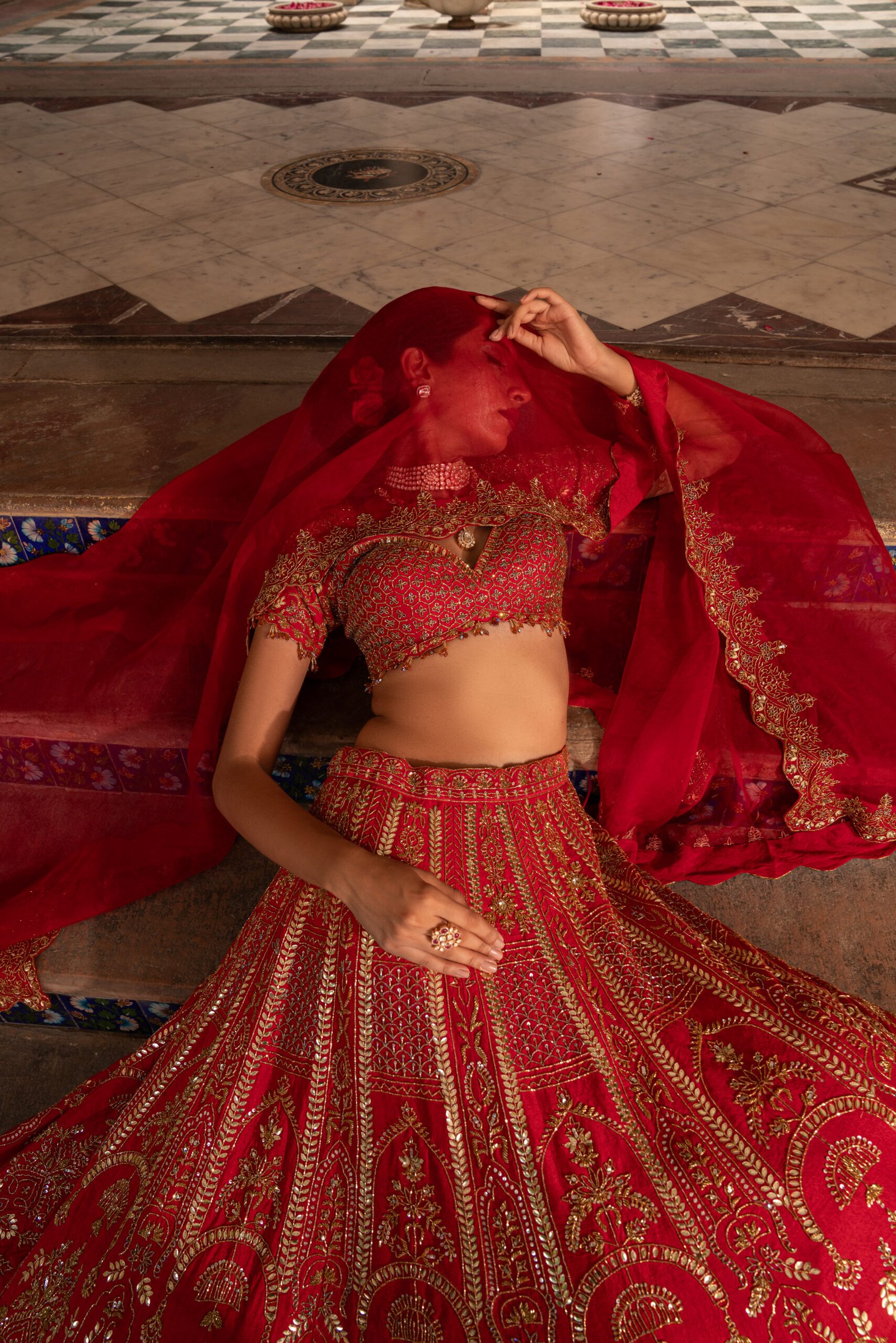 Garnet Red Lehenga Set