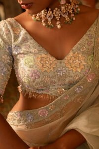 Sage Green Silk Lehenga Set - Image 3