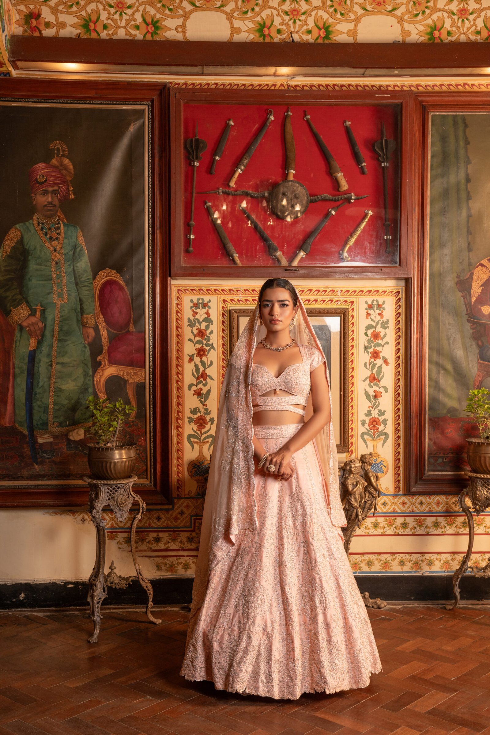 Peach Embroidered Lehenga Set