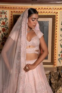 Peach Silk Lehenga Set - Image 2