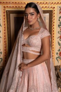 Peach Silk Lehenga Set - Image 3
