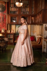 Peach Off Shoulder Lehenga Set - Image 2