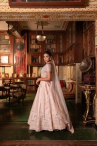 Peach Off Shoulder Lehenga Set - Image 5