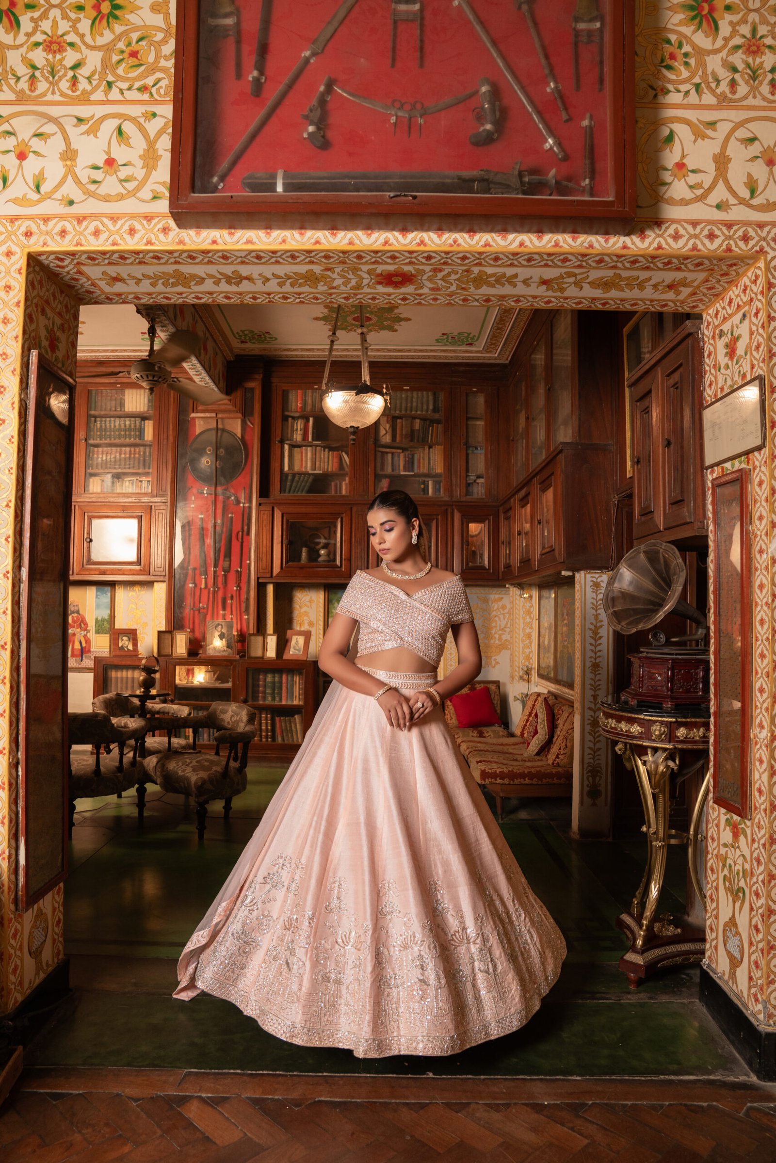 Peach Lotus Lehenga Set